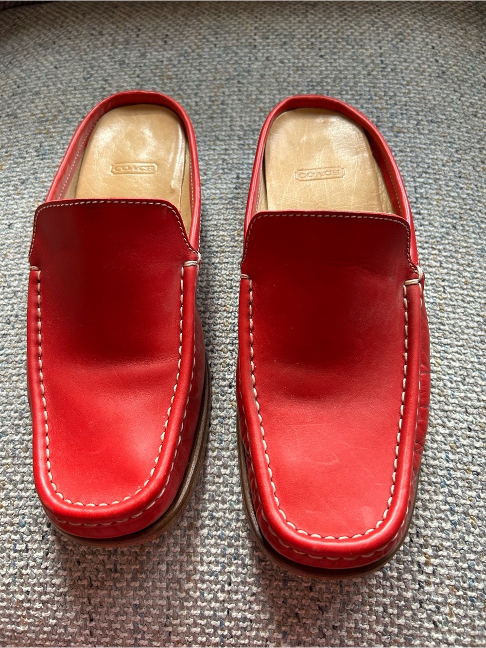 Coach woman’s Red Leather Slip-On Loafers 6 1/2 B